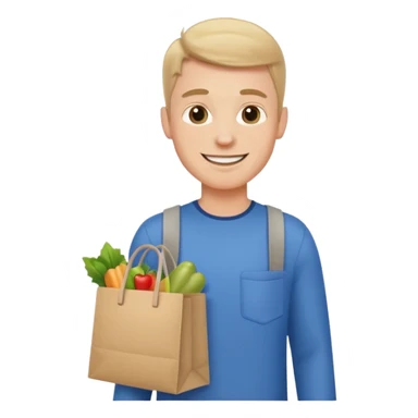 a white man with shopping bag sticker