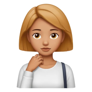 girl with two hands holding her neck across sticker