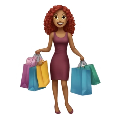Long Burgundy haired girl, shopaholic, carrying a lot of shopping bags sticker