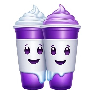 2 white styrofoam cups stacked on each other filled with a purple liquid with ice in it sticker