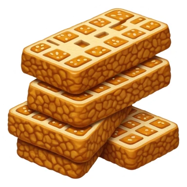 Tempeh Cinematic Realistic Tempeh Dish Emoji, depicted as crispy, sliced portions of fermented soy cake with a golden-brown finish, rendered with detailed textures and warm, inviting lighting. sticker