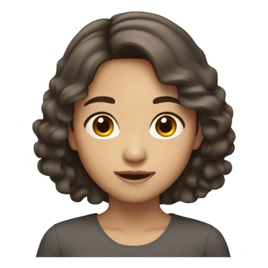 medium wavy long brown hair asian girl sticker