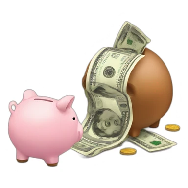 putting money in a piggy bank sticker