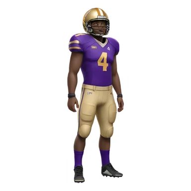 Football player in purple and gold uniform number 4 sticker