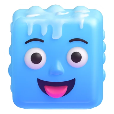 ice cube with frozen face sticker