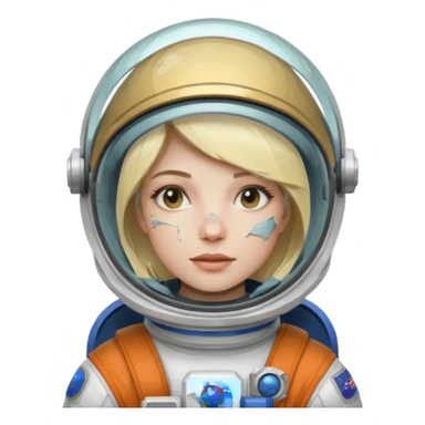 astronaut woman with cracked glass helmet  sticker