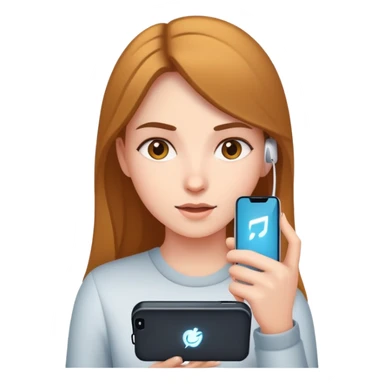  A girl using a charging phone sticker