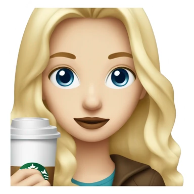 Blond girl with blue eyes drinking Starbucks sticker