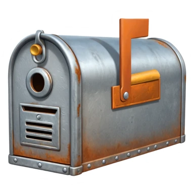 silver mailbox with sticker