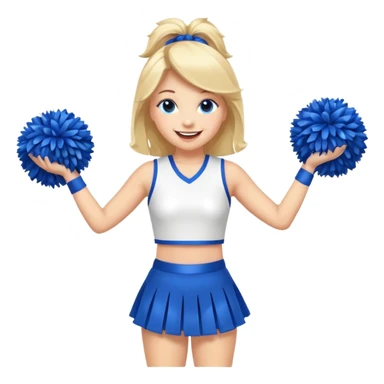 give me a full-length cheerleader with blue pom poms  sticker