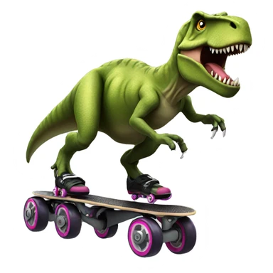 T-rex using rollerblades sticker
