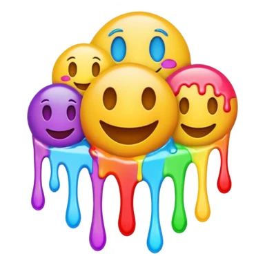 MultiColorful psychedelic melting dripping emojis sticker