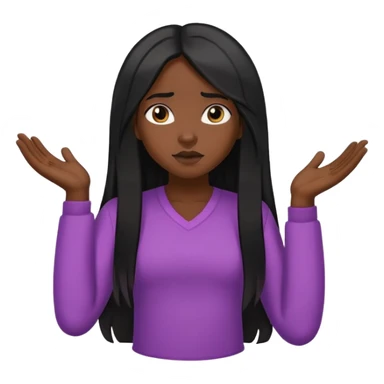 African American girl long hair middle hair part, shrugging sticker