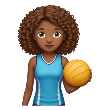 Young girl with curly brown hair playing netball sticker