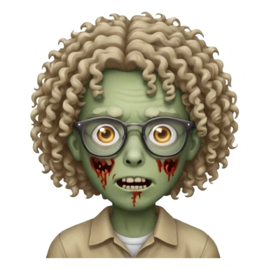 curly hair zombie with glasses sticker