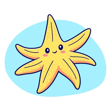 Cute orange sea star with five arms sticker