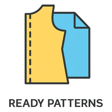 Google Material Design icon for 'Ready Patterns' showing a clean pattern piece icon or folded paper icon. sticker