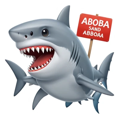 the shark takes out a sign with the inscription ABOBA sticker