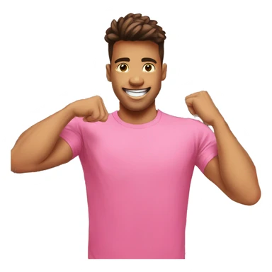 Boy in Pink T shirt clicking picture in gym sticker