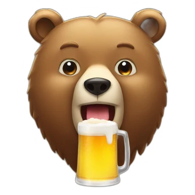Bear drinking a beer sticker