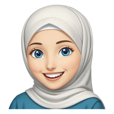 Turkish beautiful finish Konya girl blue eyes with hijab and islamic dress she’s laughing  sticker