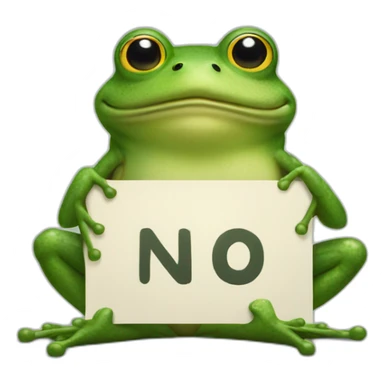 frog holding sign saying no sticker