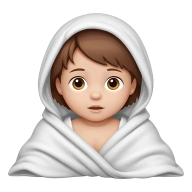 baby wrapped in blanket with brown hair sticker