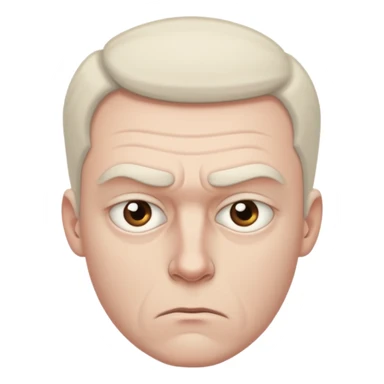 a white man with a suspicious look sticker