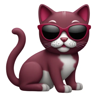 Cat with sunglasses in burgundy color sticker