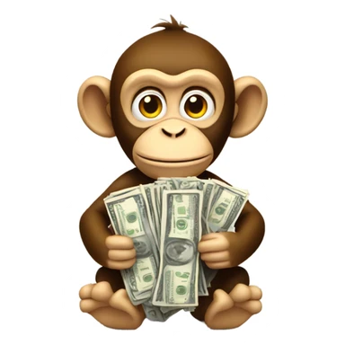 Monkey holding pile of cash sticker