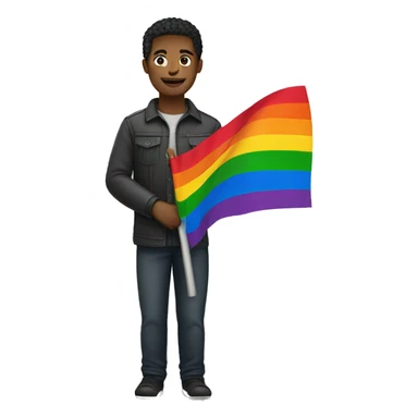 Man holding pride flag sticker