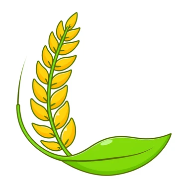 Golden wheat ear floating among green leaves and bright particles, spinning around an ethereal digestive system with soft light texture, while subtle cleansing waves pass through the air like a purifying spell sticker