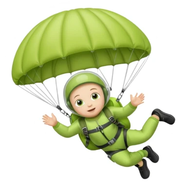 Skydiving baby with parachute and UFO lime sticker