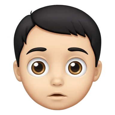 Baby boy face with big eyes, medium skin tone, and black hair sticker
