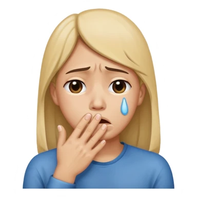 Crying pleading face with hand covering mouth sticker