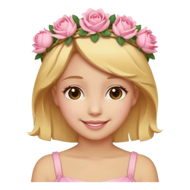 ["Light golden skin female, short honey-blonde hair, wearing a soft pink rose crown."] sticker
