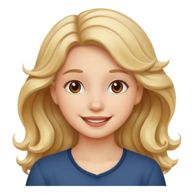 Now, the same girl but with a happy face please with light wavy hair sticker