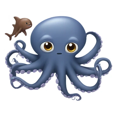 Octopus in ocean talking to shark  sticker