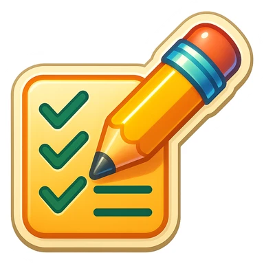 emoji style sticker of a pencil writing on a task list sticker