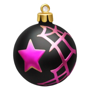 Realistic black and pink metallic christmas bauble with gold accents.  sticker