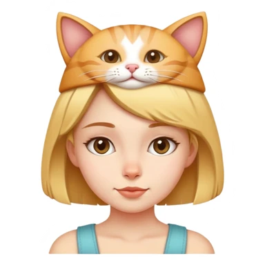 A cat on at girl's head
 sticker