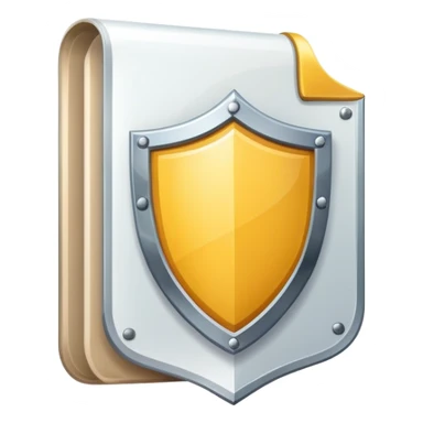 Ads policy represented by a document with a shield, symbolizing protection sticker