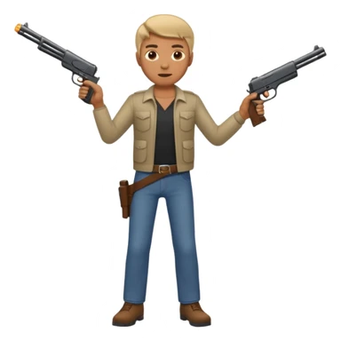 Full body male with a gun sticker