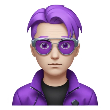 Cyberpunk man head 3d puruple cyber-glasses sticker