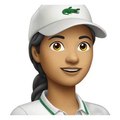 Latin woman using Lacoste  sticker