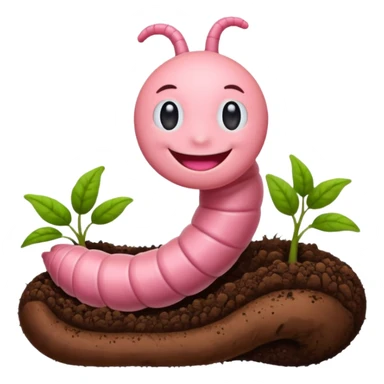 Pink worm smiling in soil sticker