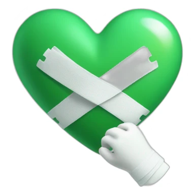 Green-heart-with-white-bandage-and-kindness-hand sticker