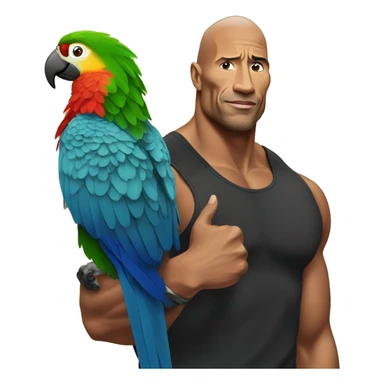 the rock with a parrot on his shoulder sticker