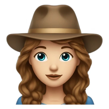 Russian girl bleu eye and long brown hair and Russian hat sticker
