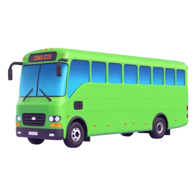 slick modern bright green coach bus side view minimal shiny friendly expression sticker